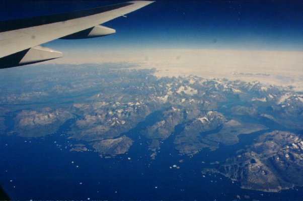 With 'Titanic' showing inside the plane, we could see icebergs outside